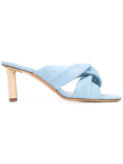 Jacquemus Bellagio Knotted Suede Mules In Blue
