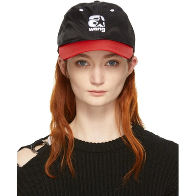 Alexander Wang Red And Black Nylon Baseball Cap In 959 Blk/red