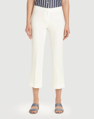 Lafayette 148 Finesse Crepe Cropped Manhattan Flare Pant In White