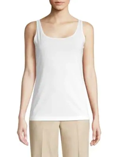 Lafayette 148 Teagon Ribbed Cotton Tank Top In White