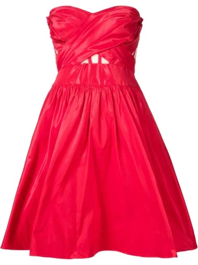 Marchesa Notte Strapless Cocktail Dress In Red