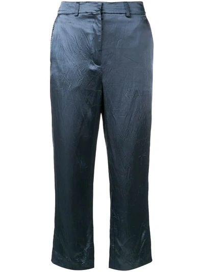 Sies Marjan Willa Washed Satin Cropped Trousers In Blu