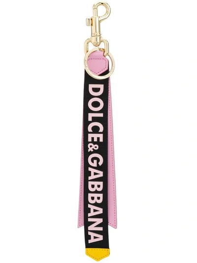 Dolce & Gabbana Logo Print Keyring In Pink