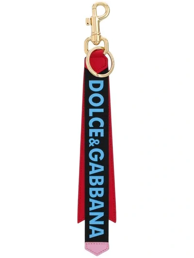 Dolce & Gabbana Logo Print Keyring In Red