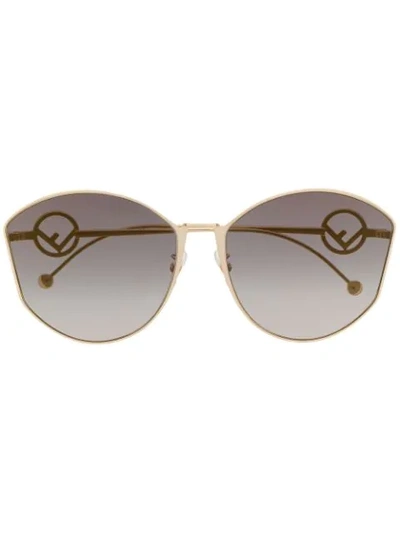 Fendi Logo Sunglasses In 金色