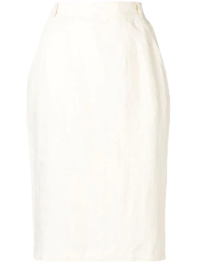 Pre-owned Versace 1980's Pencil Skirt In White