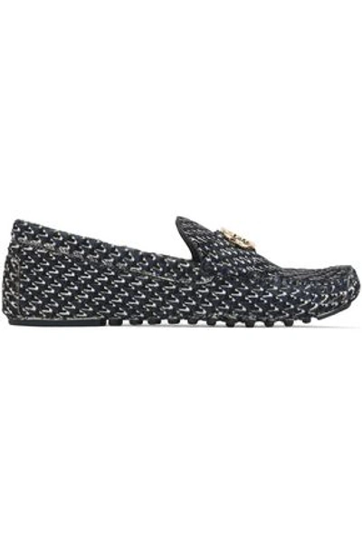 Tory Burch Woman Embellished Printed Calf Hair Loafers Navy