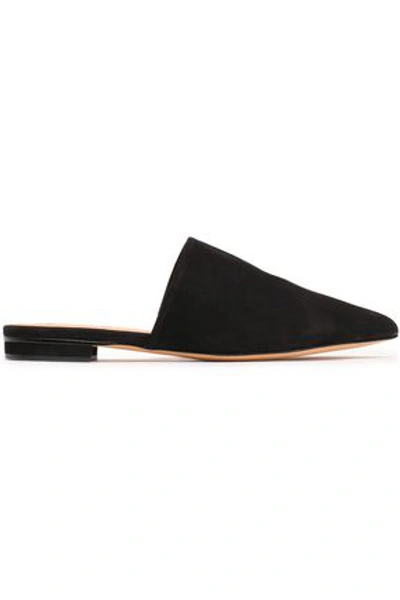 Schutz Woman Cutout Nubuck Slippers Black