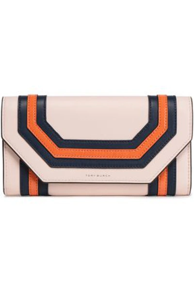 Tory Burch Woman Color-block Smooth And Patent-leather Wallet Pastel Pink