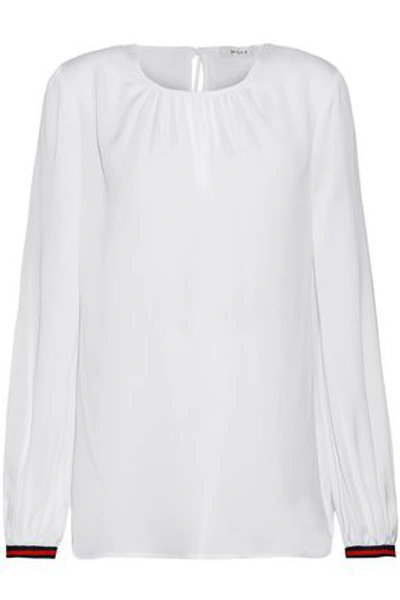 Milly Woman Mandy Gathered Stretch-silk Blouse White