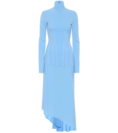 Ellery Dumont Stretch-crepe Turtleneck Midi Dress In Blue
