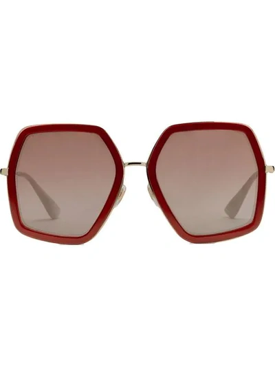 Gucci Oversize Square-frame Sunglasses In 8858 Gold Pink