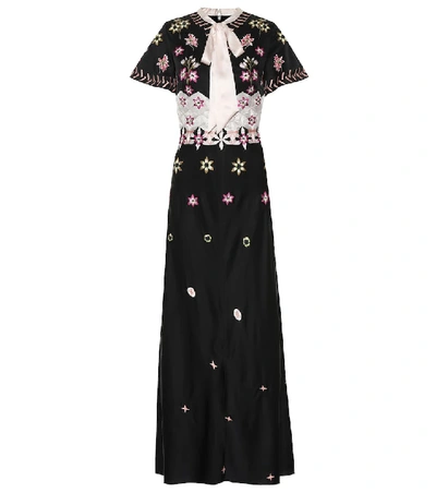 Temperley London Finale Embroidered Crêpe Dress In Black