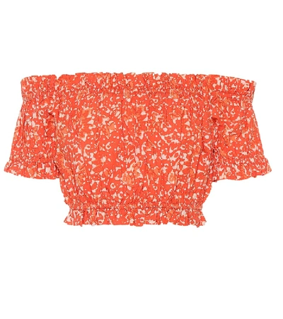 Ulla Johnson Ash Printed Cotton Crop Top In Orange