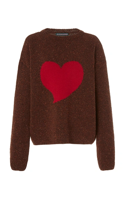 Alexa Chung Intarsia Knit Wool Blend Sweater In Brown