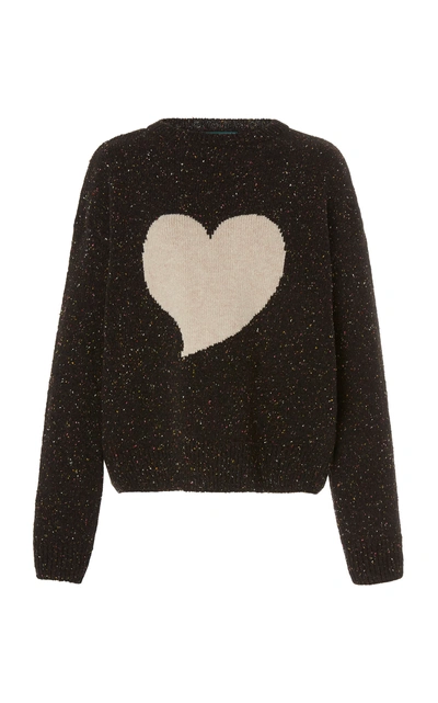 Alexa Chung Intarsia Knit Wool Blend Sweater In Black