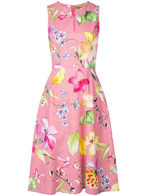 Carolina Herrera Floral Print Dress In Pink | ModeSens