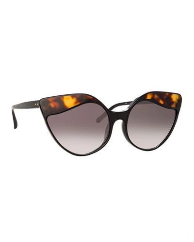 Linda Farrow Gradient Cat-eye Sunglasses In Black/tortoise
