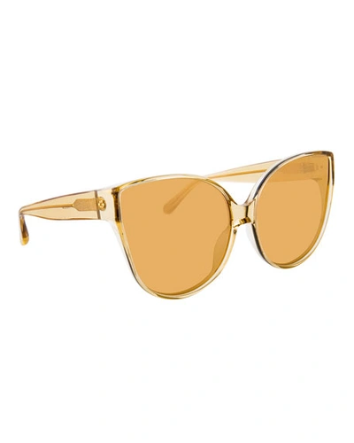 Linda Farrow Semitransparent Acetate Mirrored Cat-eye Sunglasses In Gold