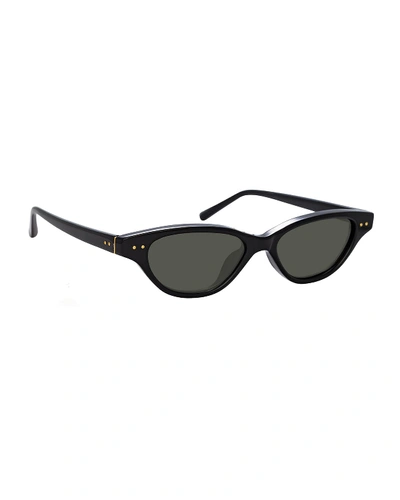 Linda Farrow Slim Acetate Cat-eye Sunglasses In Black