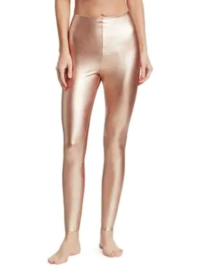 Commando Sleek Faux Leather Leggings In Rose Gold