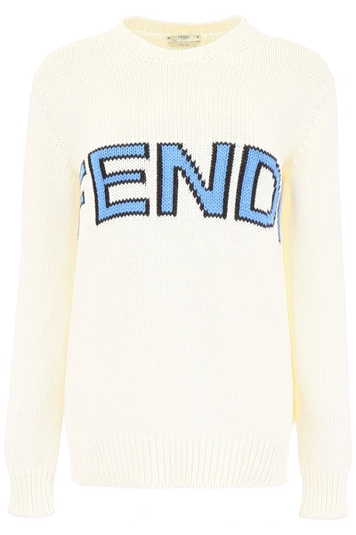 Fendi Fend Logo Knit Pullover In Multi