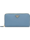 Prada Logo-plaque Continental Wallet In Blue