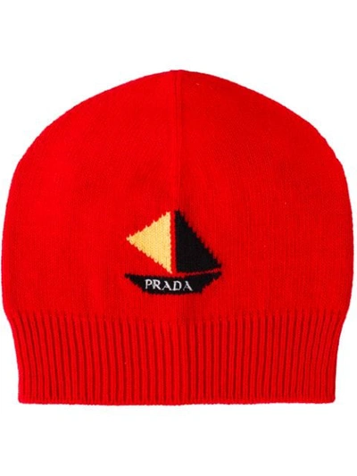 Prada Wool And Cashmere Beanie In Red