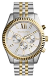Michael Kors Large Lexington Chronograph Bracelet Watch, 45mm In Silver/ Gold