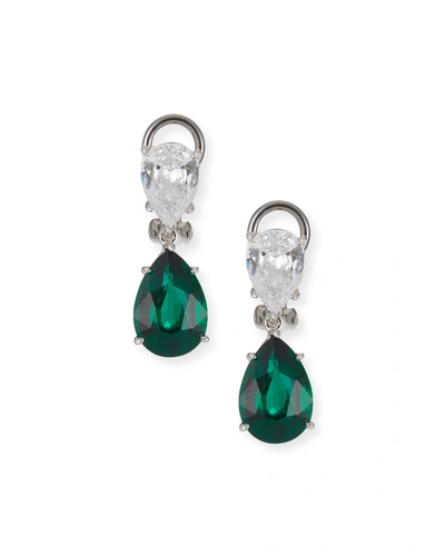 Fantasia By Deserio Sterling Silver Pearl Drop Earrings In Emerald