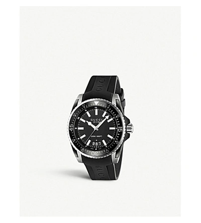 Gucci Ya136204 Dive Stainless Steel And Rubber Watch In Black