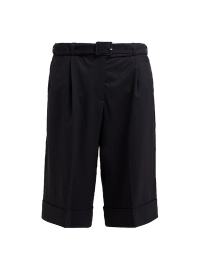 Simone Rocha Feather-trim Virgin Wool-twill Shorts In Black