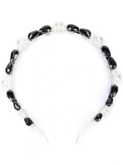Simone Rocha Embellished Headband In Black Pearl
