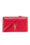Saint Laurent Angie Quilted Lambskin Leather Crossbody Bag - Red In Rouge Eros
