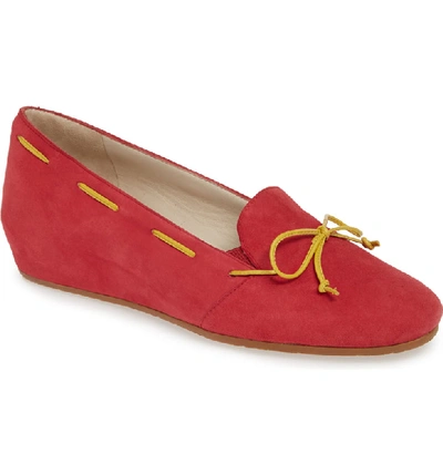 Amalfi By Rangoni Varazze Laced Wedge Loafer In Red Suede