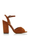Tabitha Simmons Women's Kali Pleated Block-heel Sandals In Cognac Suede