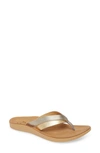 Olukai Kaekae Flip Flop In Silver/ Golden Sand Leather