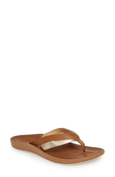 Olukai Kaekae Flip Flop In Sahara/ Bubbly Leather