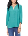 Nydj Pintuck-back Blouse In Turquoise Trail