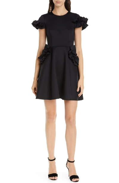 Ted Baker Luuciee Ruffle Trimmed Dress In Black