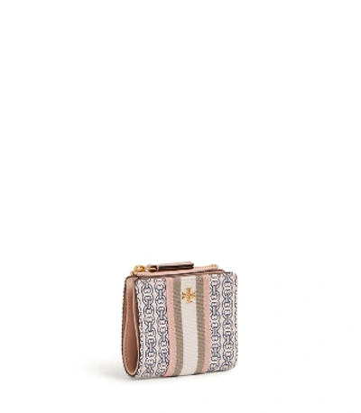 Tory Burch Gemini Link Canvas Mini Wallet In Coastal Pink Gemini Link