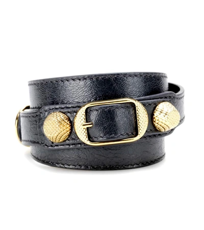 Balenciaga Giant Leather Bracelet In Gris Fossile | ModeSens