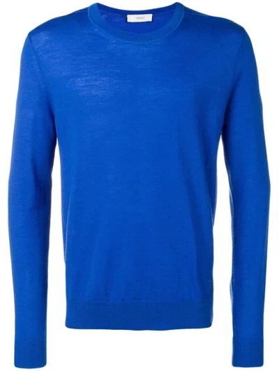 Pringle Of Scotland Round Neck Merino Wool Jumper In Blue