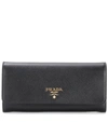 Prada Saffiano Leather Continental Wallet In Nero