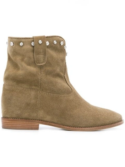 Isabel Marant Crisi Wedge Taupe Suede Ankle Boots