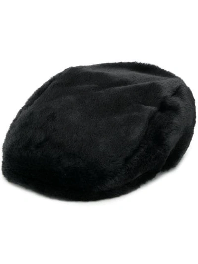 Dsquared2 Faux Fur Flat Cap In Black