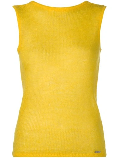 Dsquared2 Crew Neck Knitted Vest In Yellow