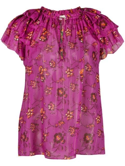 Ulla Johnson Floral Print Blouse In Purple