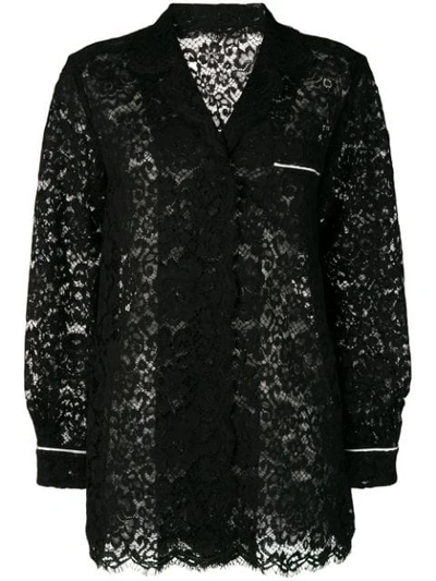 Dolce & Gabbana Sheer Lace Shirt In Black
