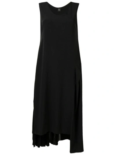 Y's Pleat Detail Sleeveless Dress In Black
